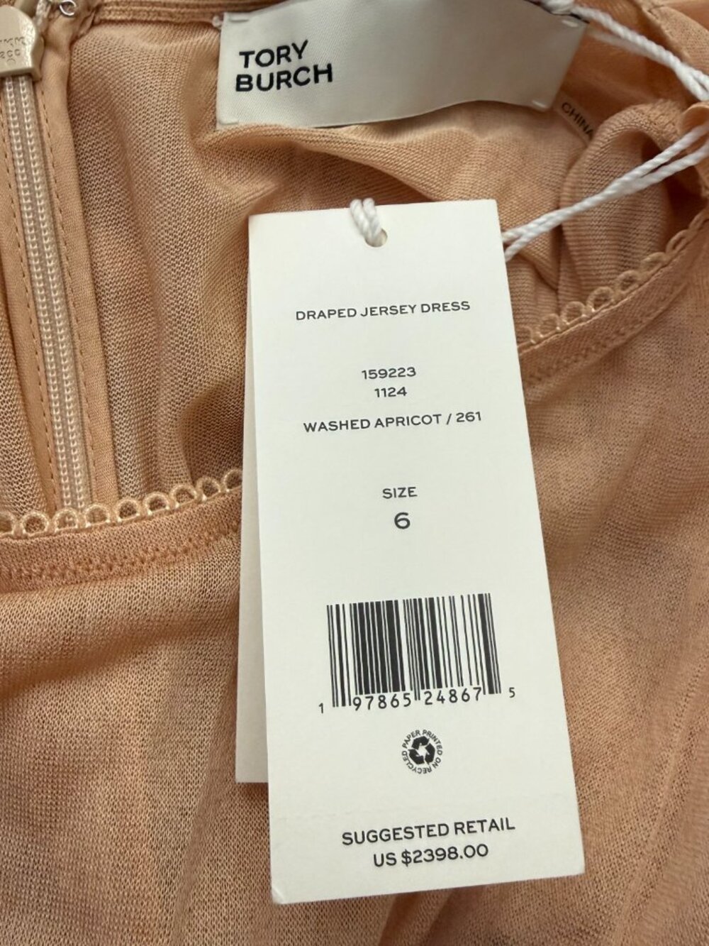 TORY BURCH COLLECTION DRAPED JERSEY DRESS SIZE M WITH TAGS - Picture 16 of 16